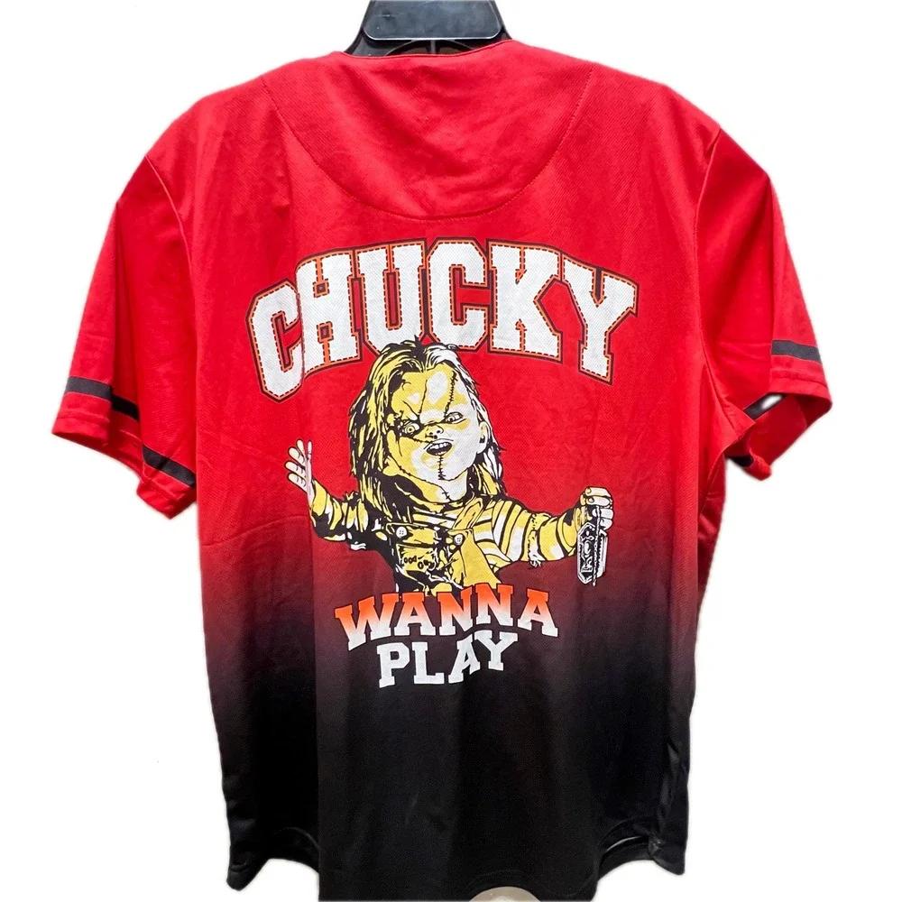 Chucky Baseball Jersey Kids Large‎ Red Black Gradient Wanna Play Horror Movie L